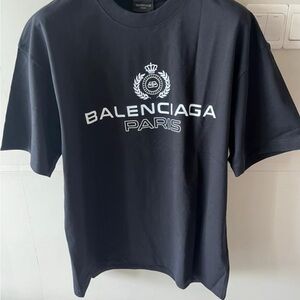 Balenciaga Black Tee with White Logo